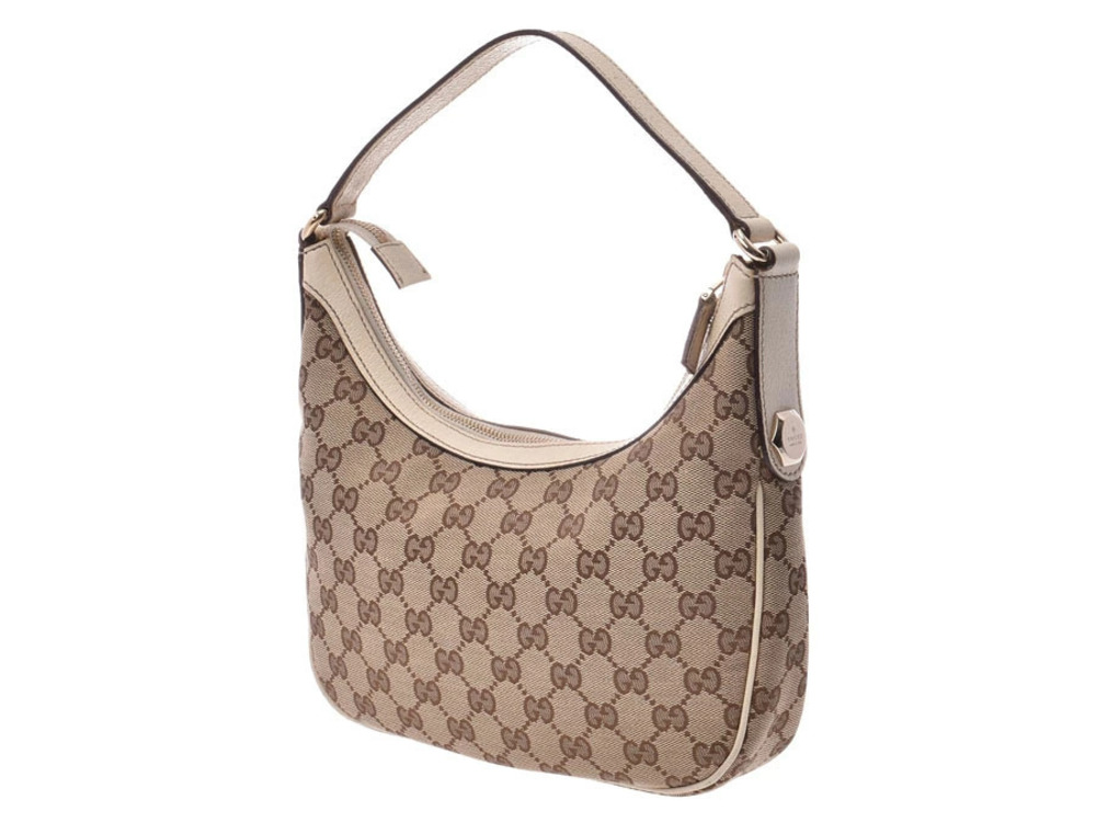 Gucci Charmy white ebony Canvas beige Hobo GG bag canvas leather White Tan
